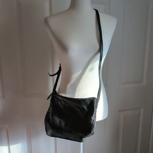 American Leather Co Vintage Black Leather Crossbody Bag